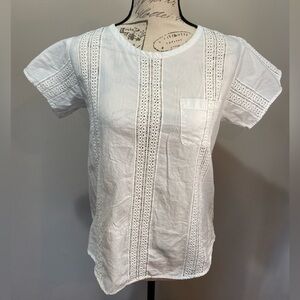 SEA New York White Cotton Eyelet Short Sleeve Top sz 4